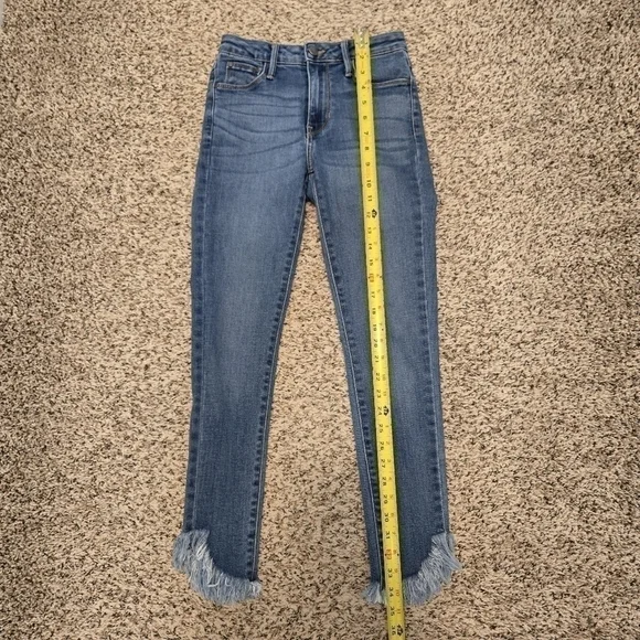 Just Black Denim Flex Waist Mid Rise Jeans with Fringe Ankles Hems Size 24 - Picture 8 of 15